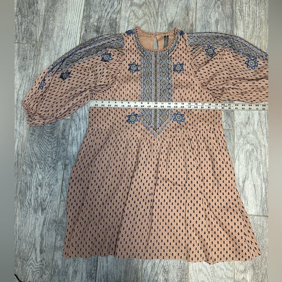 ANTHROPOLOGIE  Embroidered Cotton  Boho Mini Tunic Dress SZ 6 - Picture 10 of 17